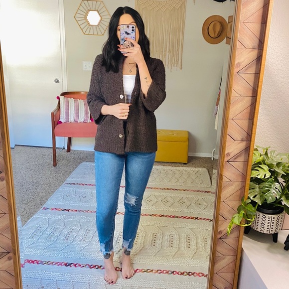 Eileen Fisher Wool Alpaca Blend Brown Cardigan - Picture 2 of 10